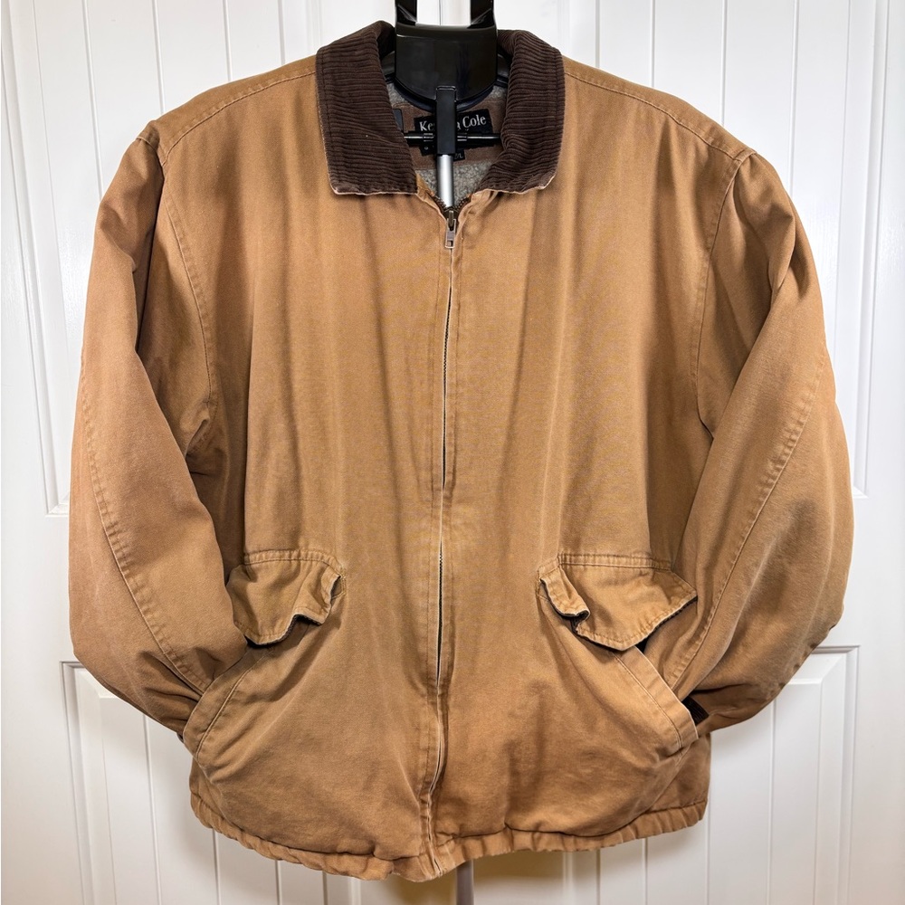 Kenneth Cole cotton canvas chore coat barn jacket sherpa lined men’s size large
